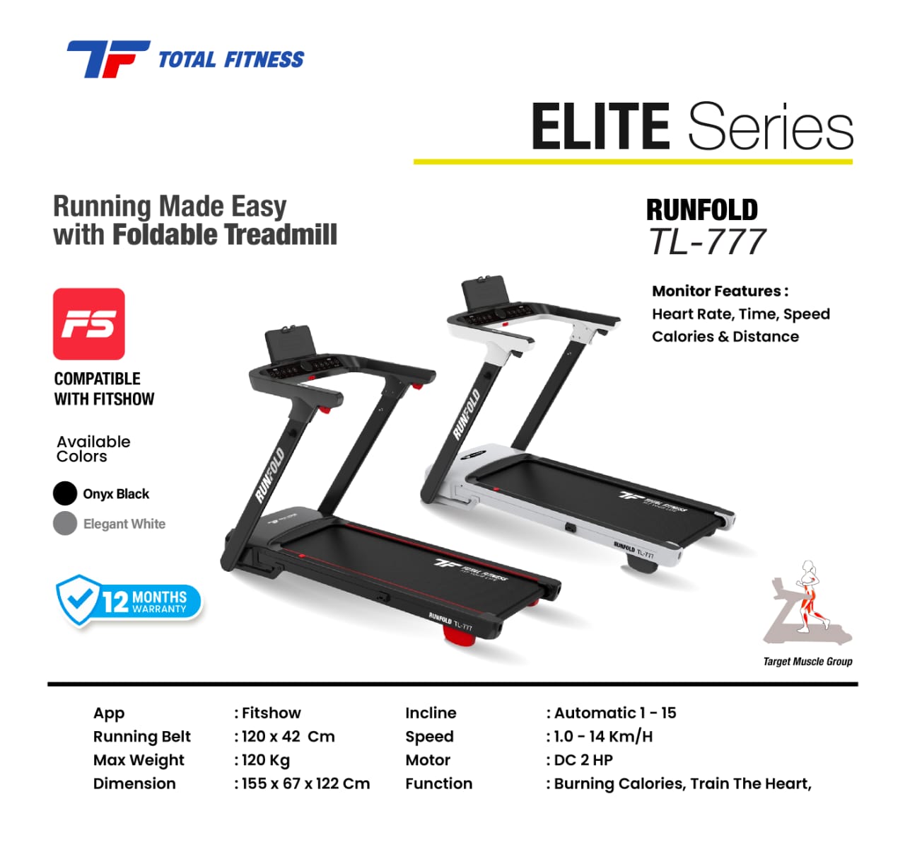 Treadmill Elektrik Total Tl-777 RUNFOLD - Gambar 2